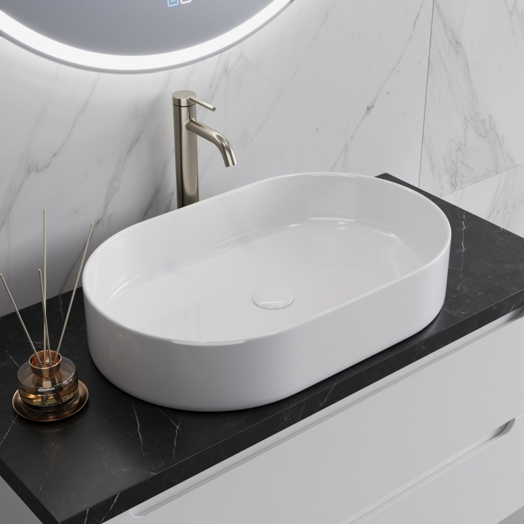 Раковина накладная 610х385х120мм Belbagno BB1479 белая