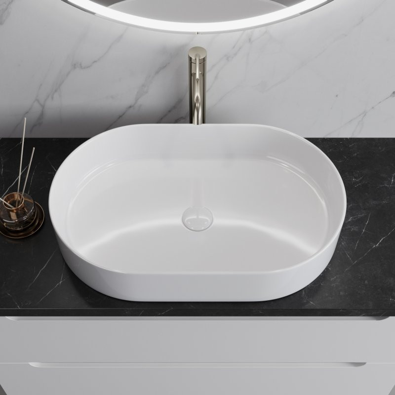 Раковина накладная 610х385х120мм Belbagno BB1479 белая