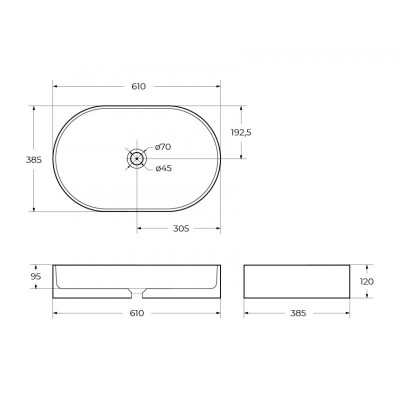 Раковина накладная 610х385х120мм Belbagno BB1479 белая