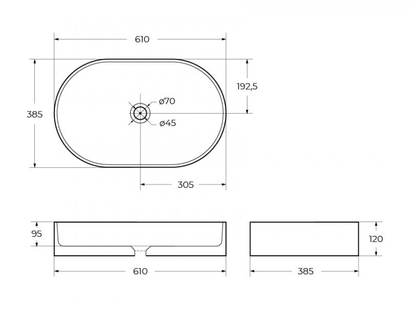 Раковина накладная 610х385х120мм Belbagno BB1479 белая