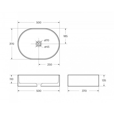 Раковина накладная 500х350х137мм Belbagno BB1483 белая