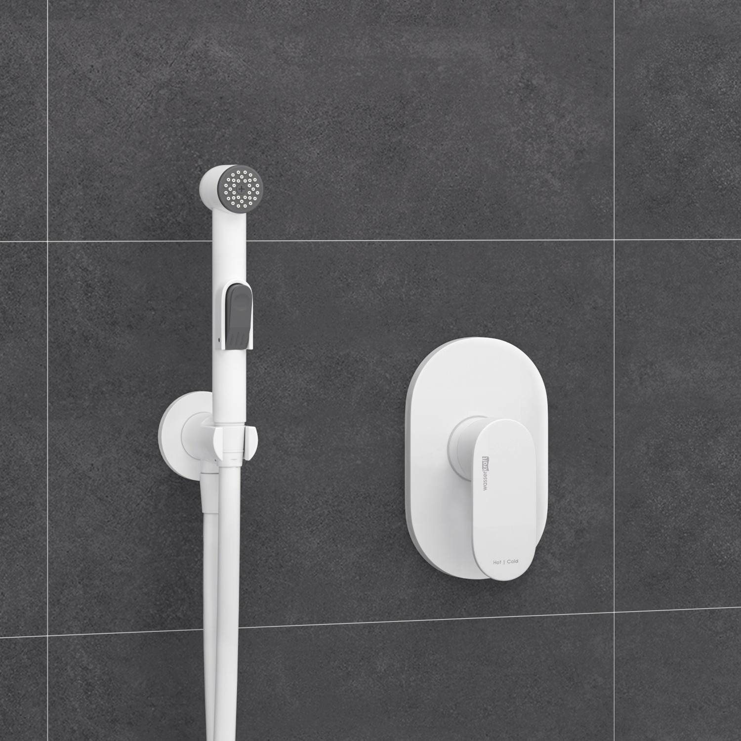 Встраиваемый комплект для биде со шлангом 150см WasserKRAFT Mindel A85056 белый Soft-touch