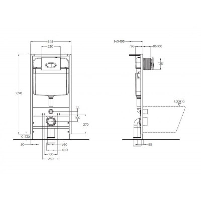 Инсталляция для подвесного унитаза Belbagno BB026/BB071CR с кнопкой хром
