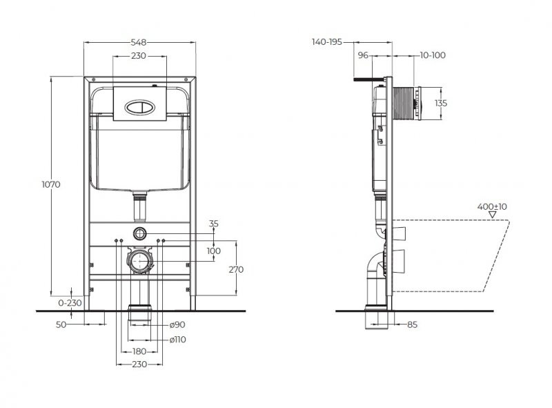 Инсталляция для подвесного унитаза Belbagno BB026/BB071CR с кнопкой хром