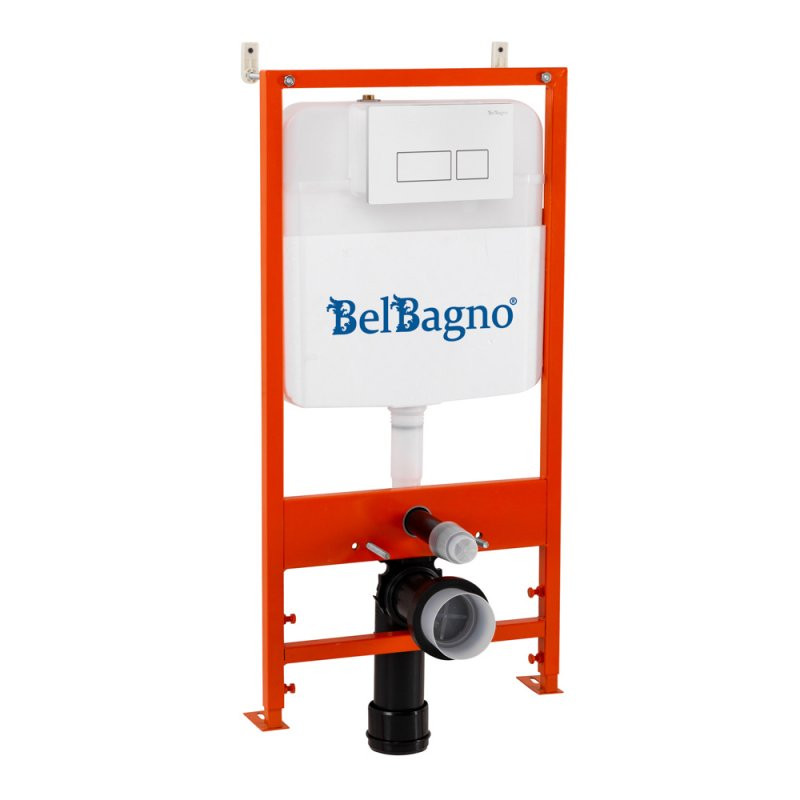 Инсталляция для подвесного унитаза Belbagno BB026/BB071CR с кнопкой белый глянцевый