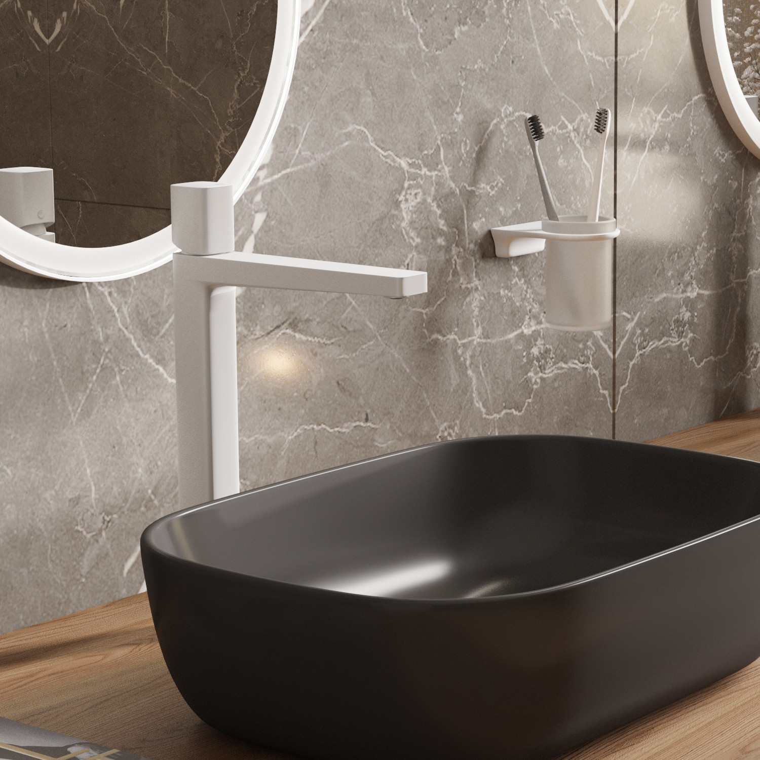 Смеситель для умывальника WasserKRAFT Saale 9503H белый Soft-touch