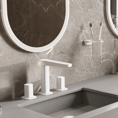 Встраиваемый смеситель для раковины WasserKRAFT Saale 9535 белый Soft-touch