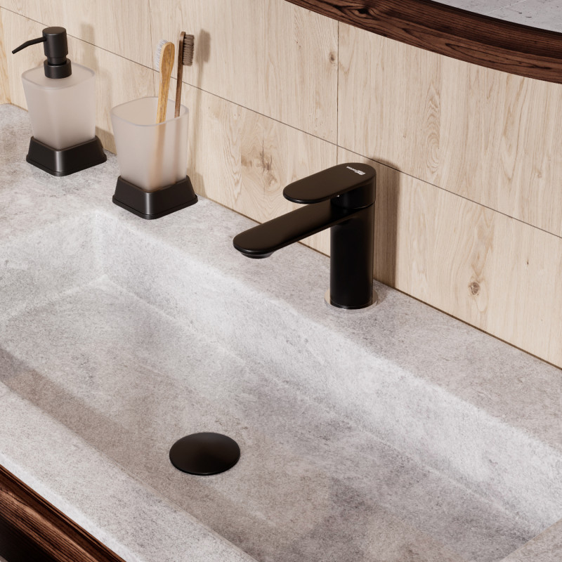 Смеситель для раковины WasserKRAFT Elbe 7403, черный Soft-touch