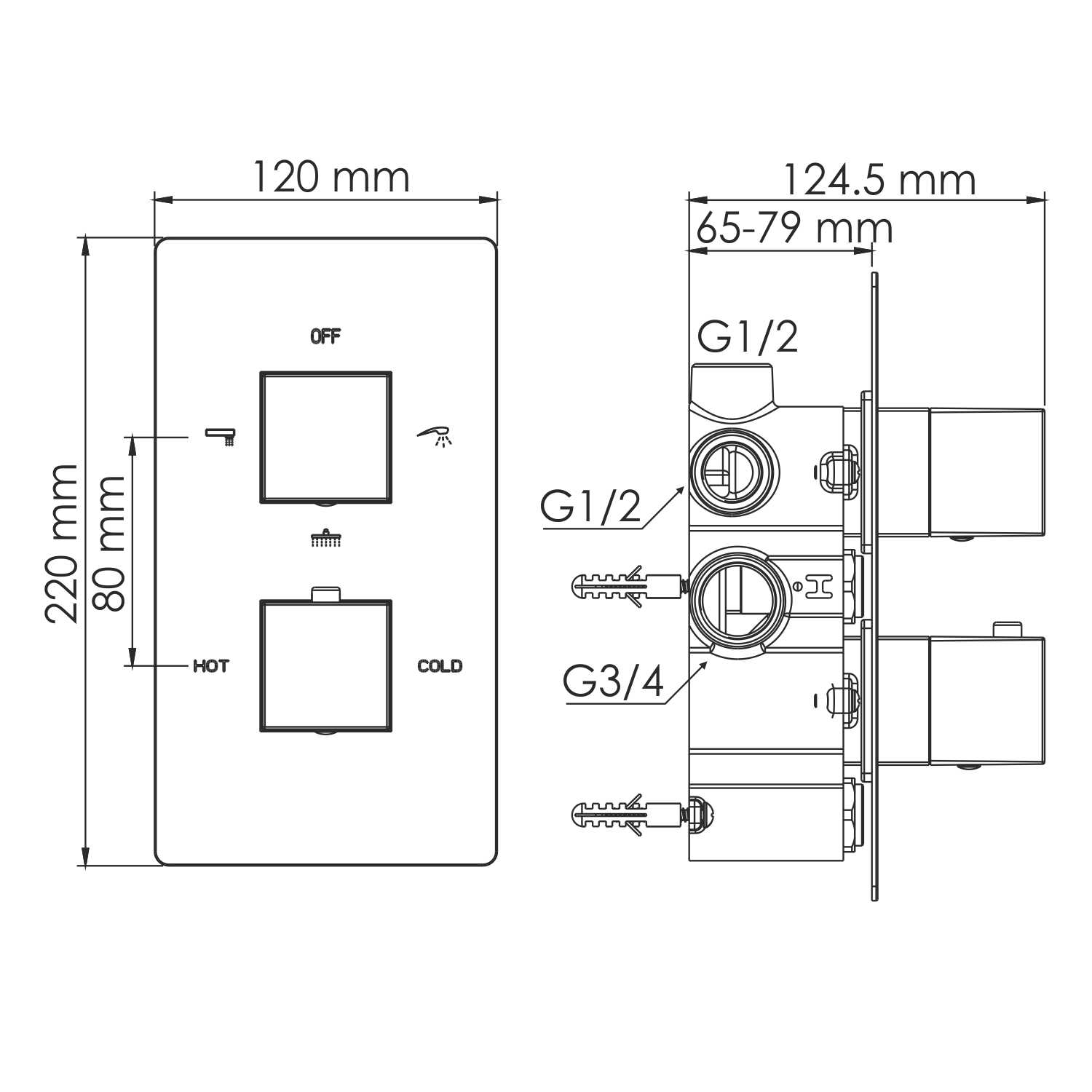 Alme 1544 Thermo Термостатический смеситель для ванны и душа