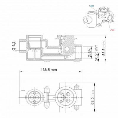 Exter 1641 Смеситель для ванны и душа