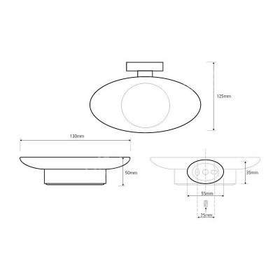 Мыльница стеклянная подвесная хром Bemeta OVAL 118408021