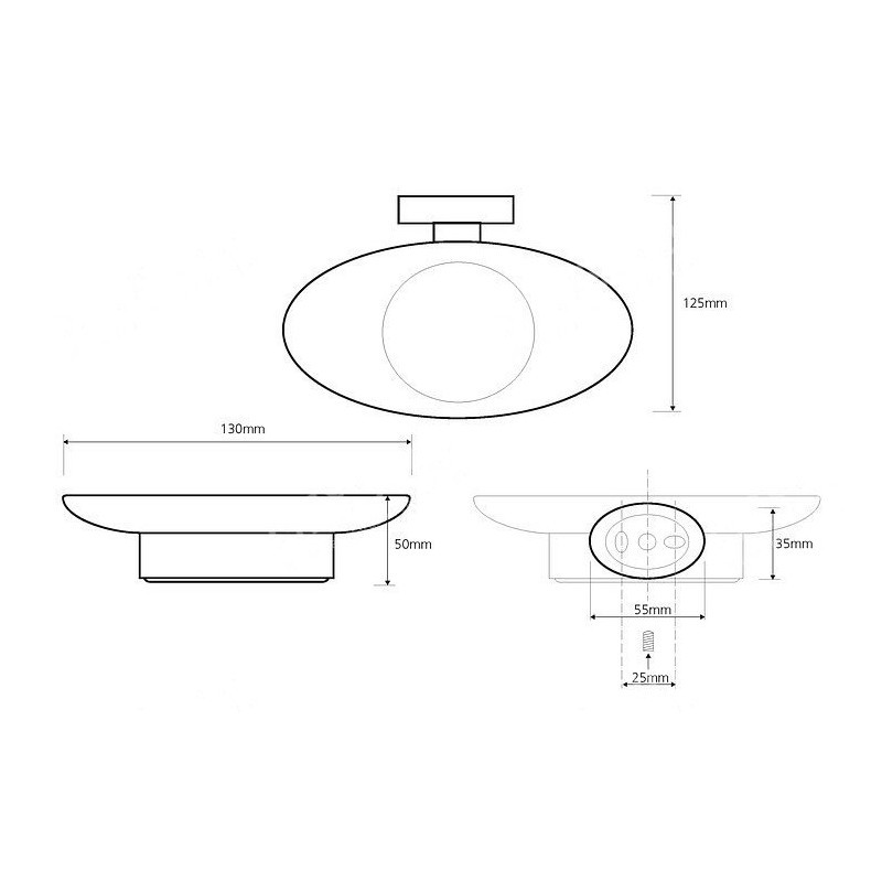 Мыльница стеклянная подвесная хром Bemeta OVAL 118408021