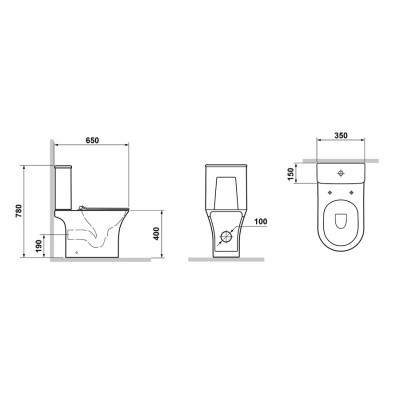 Унитаз-компакт Laguraty 1217 A 35x65x78 см безободковый с сиденьем Soft Close