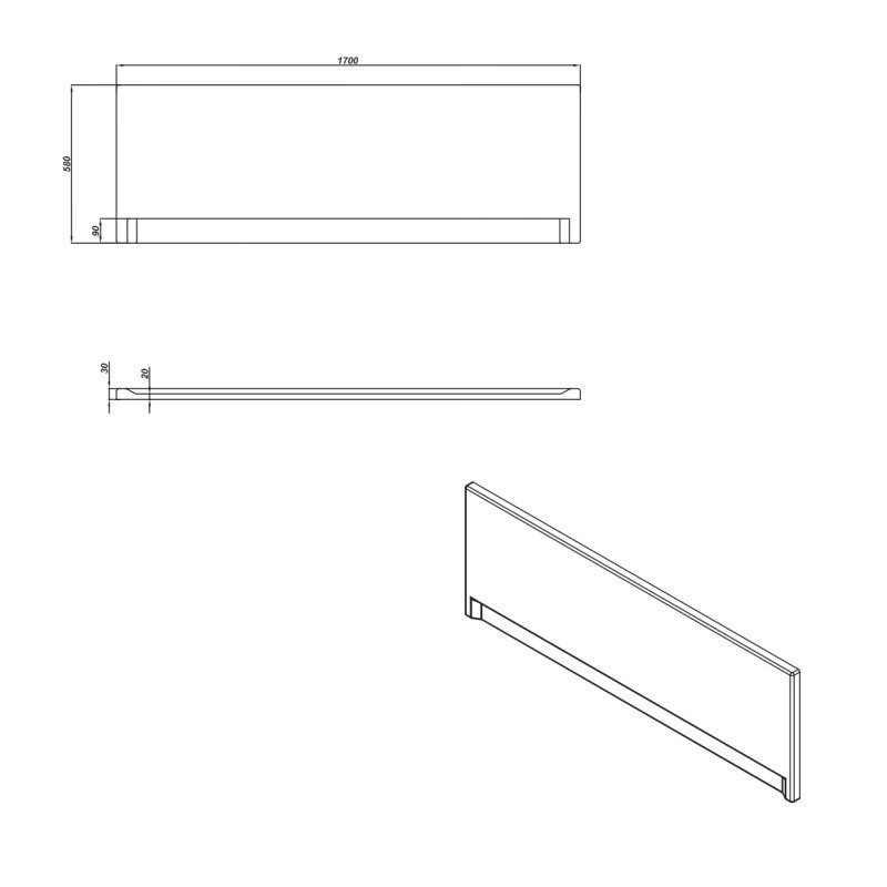 Панель для ванны фронтальная Cersanit UNIVERSAL TYPE 1 170 PA-TYPE1*170