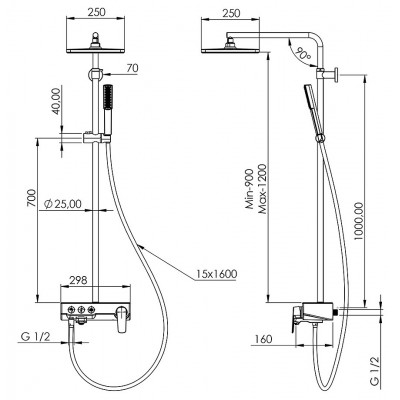 Душевая стойка хром TESKA NIAGARA NG3501C
