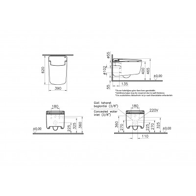 Интеллектуальный подвесной унитаз Vitra V-CARE Prime 7231B403-6216, покрытие VitrA Hygiene