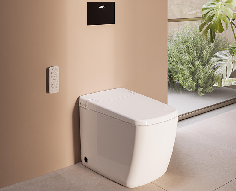 Интеллектуальный напольный унитаз Vitra V-CARE Prime 7232B403-6217, покрытие VitrA Hygiene