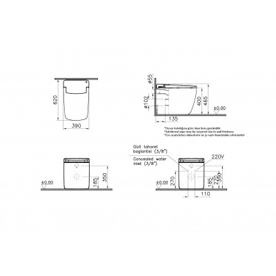 Интеллектуальный напольный унитаз Vitra V-CARE Prime 7232B403-6217, покрытие VitrA Hygiene