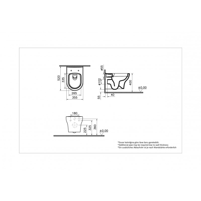 Безободковый подвесной унитаз VitrA Zentrum Round 7786B003-0075