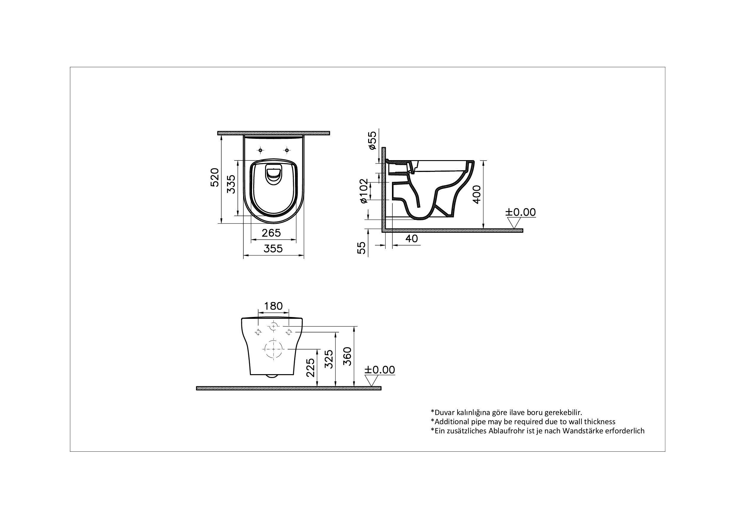 Безободковый подвесной унитаз VitrA Zentrum Round 7786B003-0075