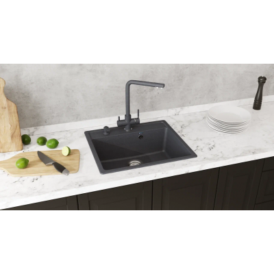 Смеситель ULGRAN Classic U-016 с дополнительным краном для питьевой воды, цвет 308 черный