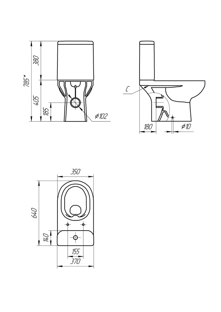 Унитаз-компакт безободковый белый Cersanit S-KO-SFU011-3/5-COn-S-DL-w