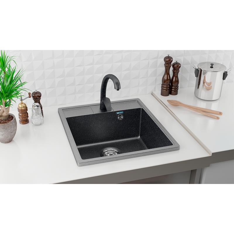 Кухонная мойка 45х50см черная ULGRAN Classic U-406-308
