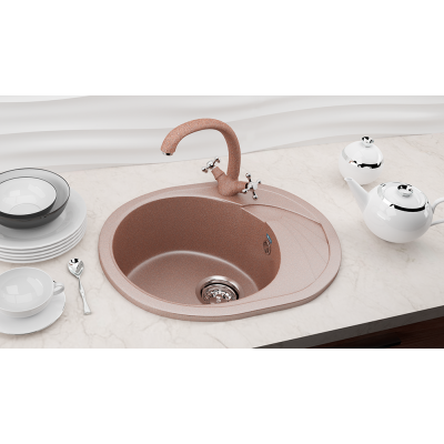 Кухонная мойка с крылом 58х47см терракот ULGRAN Classic U-403-307