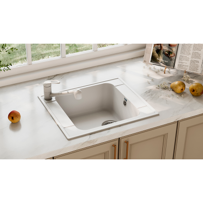 Кухонная мойка 59х50см белая ULGRAN Classic U-604-331
