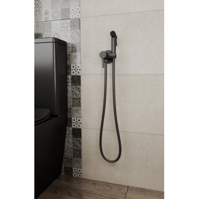 Смеситель с гигиеническим душем Bravat D9151BW-ENG, черный матовый, шланг 150см