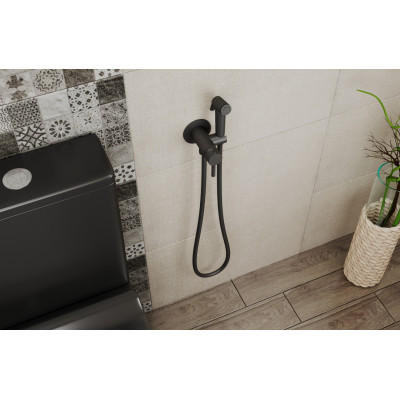Смеситель с гигиеническим душем Bravat D9151BW-ENG, черный матовый, шланг 150см