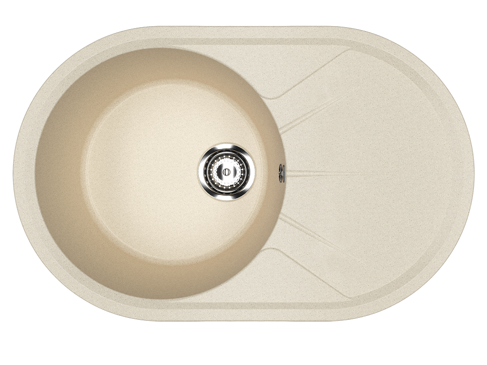 Кухонная мойка с крылом 75х48см бежевая ULGRAN Classic U-503-328