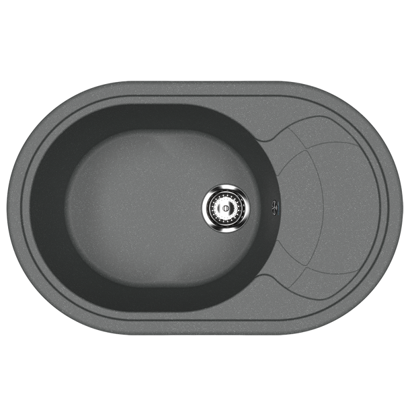 Кухонная мойка с крылом 75х50см антрацит ULGRAN Classic U-610-343