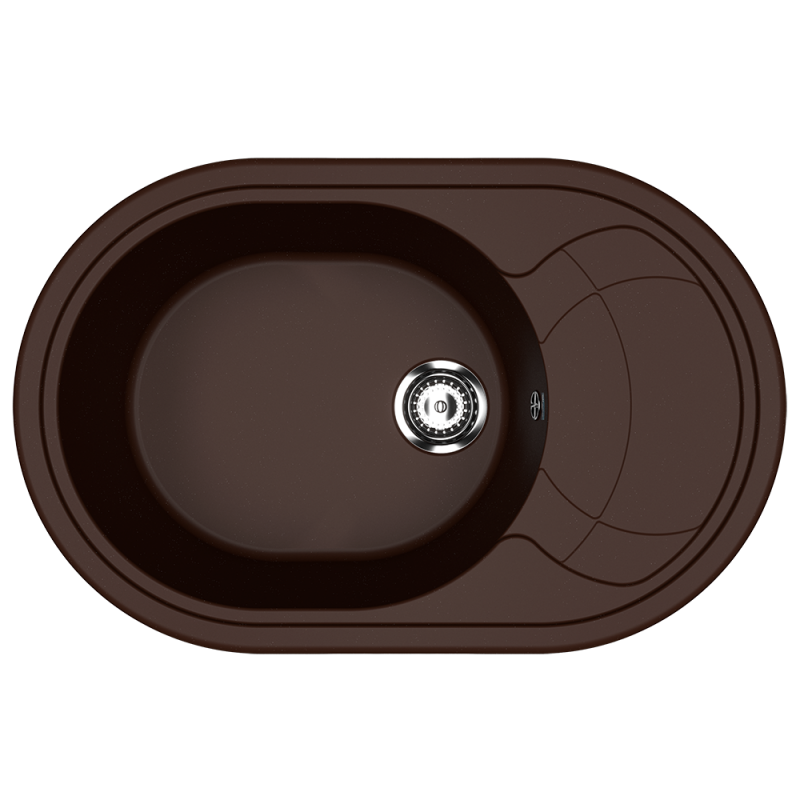 Кухонная мойка с крылом 75х50см шоколад ULGRAN Classic U-610-345