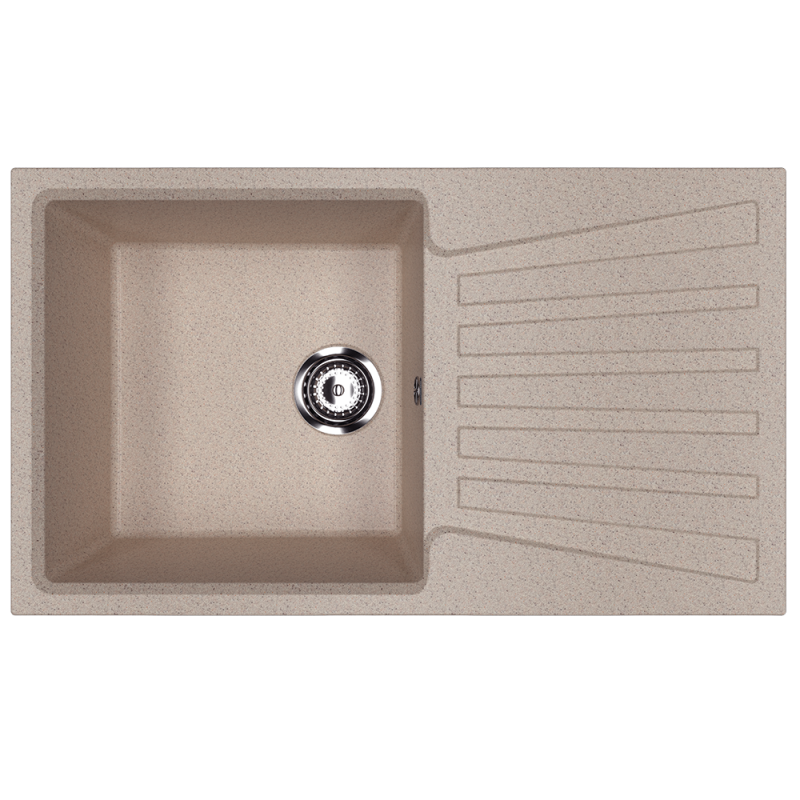 Кухонная мойка с крылом 83х48см песочная ULGRAN Classic U-703-302