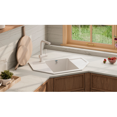 Кухонная мойка 79х49см белая ULGRAN Classic U-609-331