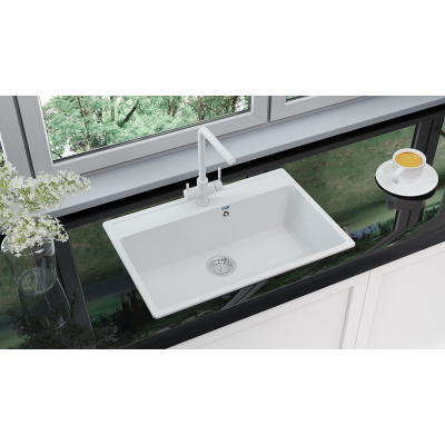 Кухонная мойка 76х51см белая ULGRAN Classic U-600-331