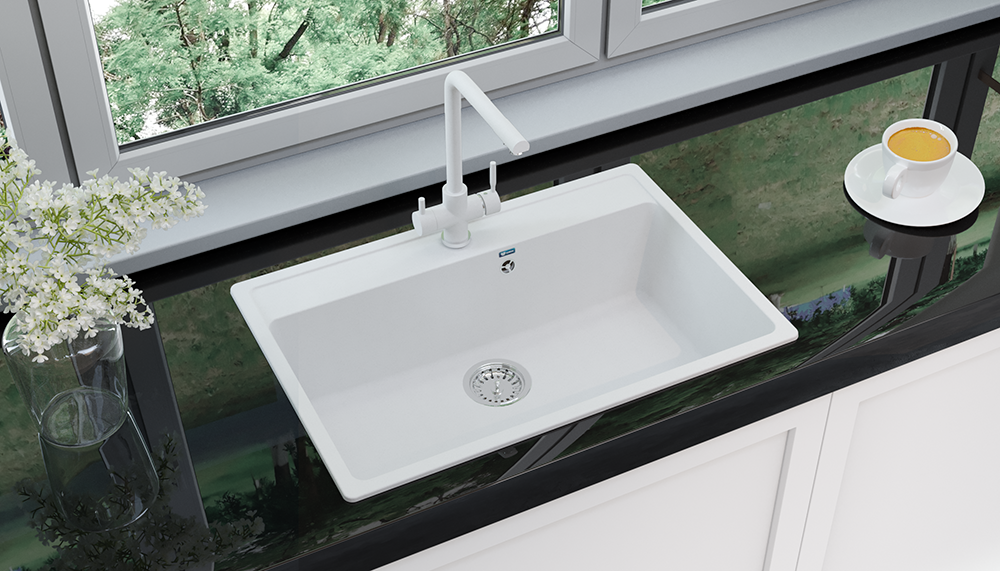 Кухонная мойка 76х51см белая ULGRAN Classic U-600-331