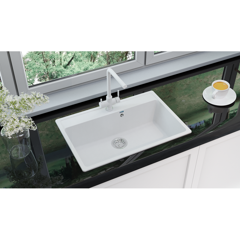Кухонная мойка 76х51см ультра белая ULGRAN Classic U-600-341