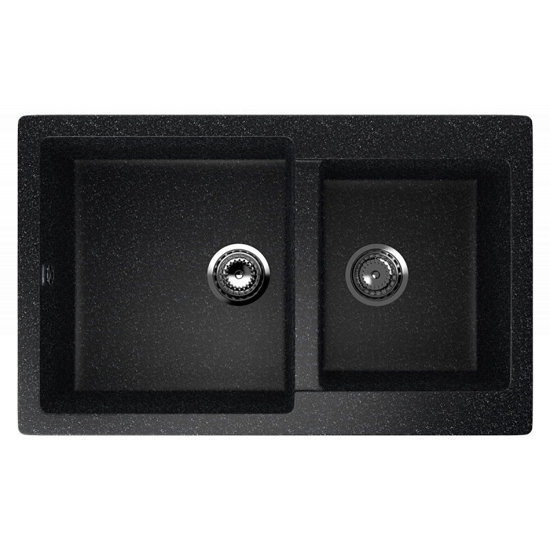 Кухонная мойка двухсекционная 77х50см черная ULGRAN Classic U-505-308
