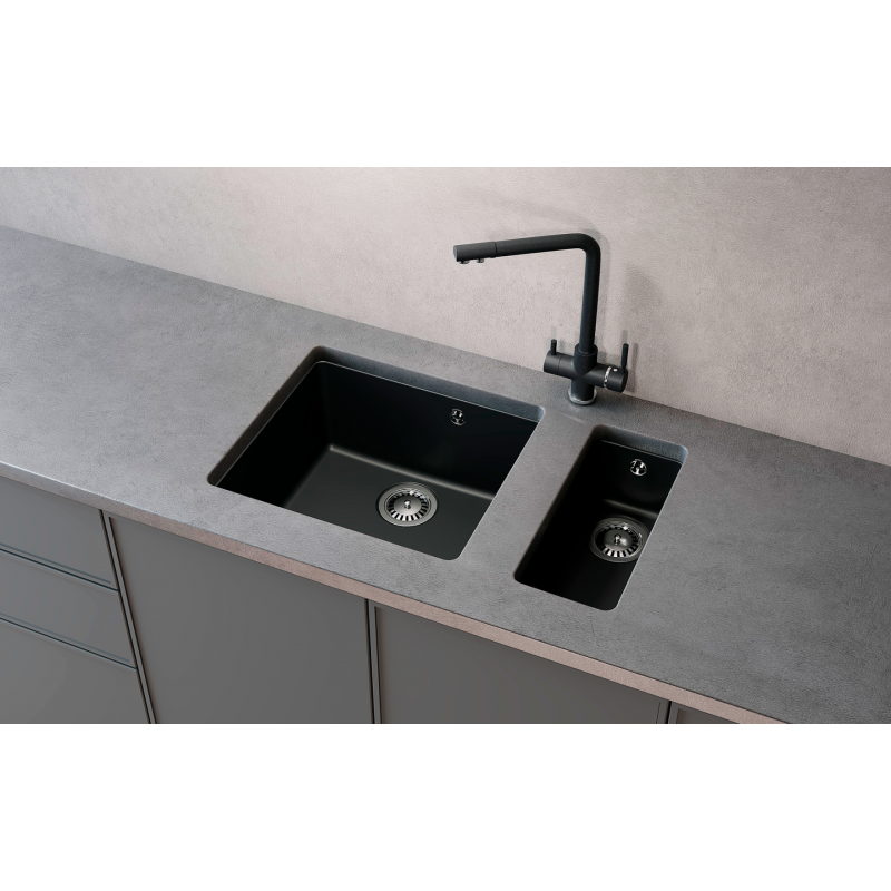Кухонная мойка 21х45см уголь ULGRAN Quartz 160-07
