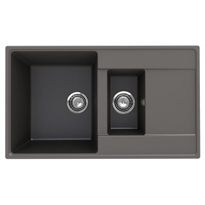 Кухонная мойка двухсекционная 86х50см асфальт ULGRAN Quartz Prima 860-09
