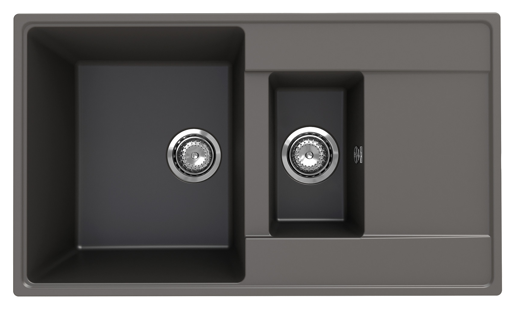 Кухонная мойка двухсекционная 86х50см асфальт ULGRAN Quartz Prima 860-09