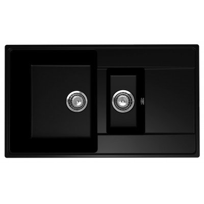 Кухонная мойка двухсекционная 86х50см уголь ULGRAN Quartz Prima 860-07