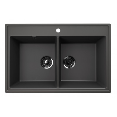 Кухонная мойка двухчашевая 78х51см асфальт ULGRAN Quartz Ruma 780-09