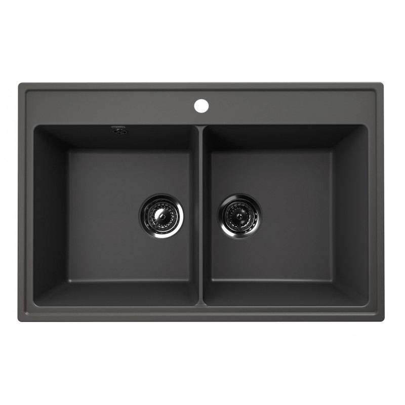 Кухонная мойка двухчашевая 78х51см асфальт ULGRAN Quartz Ruma 780-09