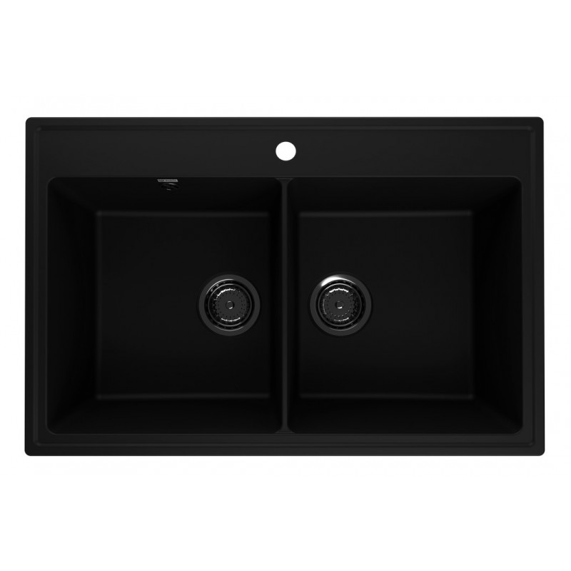 Кухонная мойка двухчашевая 78х51см уголь ULGRAN Quartz Ruma 780-07
