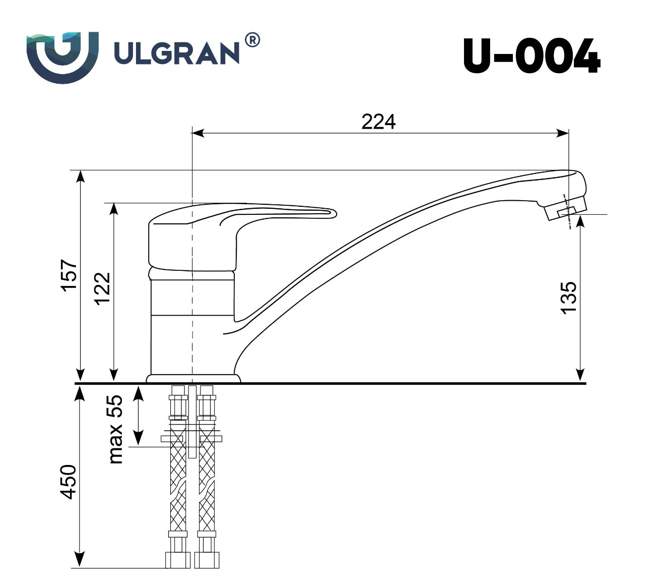 Смеситель для раковины ультра белый Ulgran U-004-341