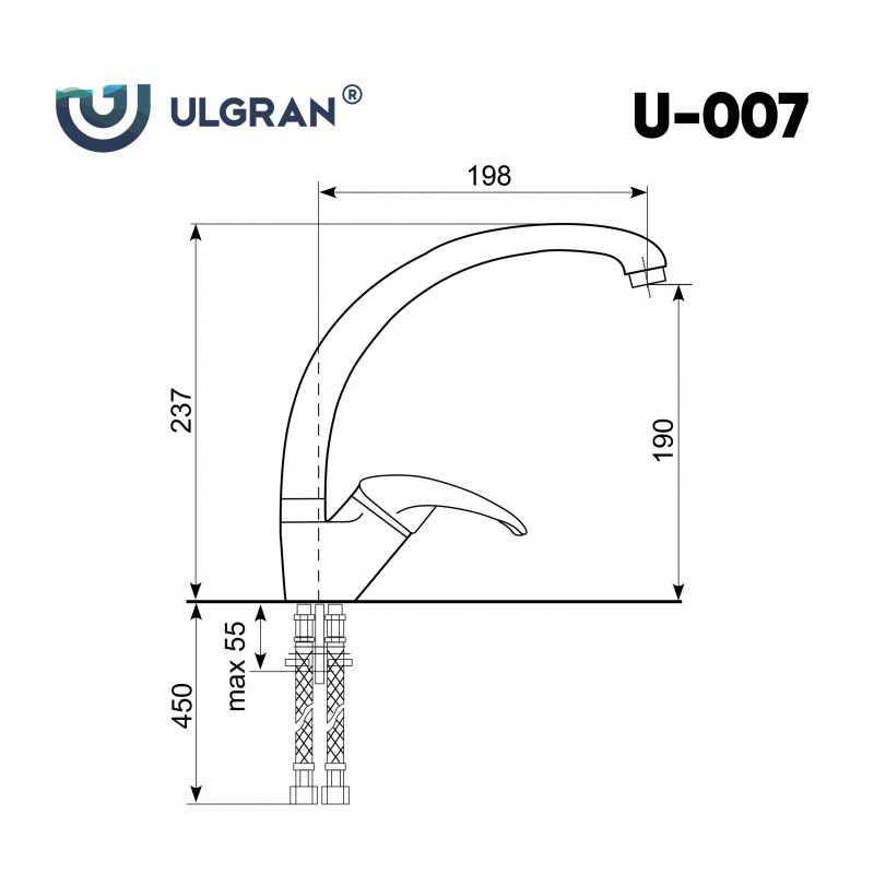 Смеситель для раковины графит Ulgran U-007-342