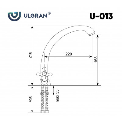 Смеситель для раковины ультра черный Ulgran U-013-308